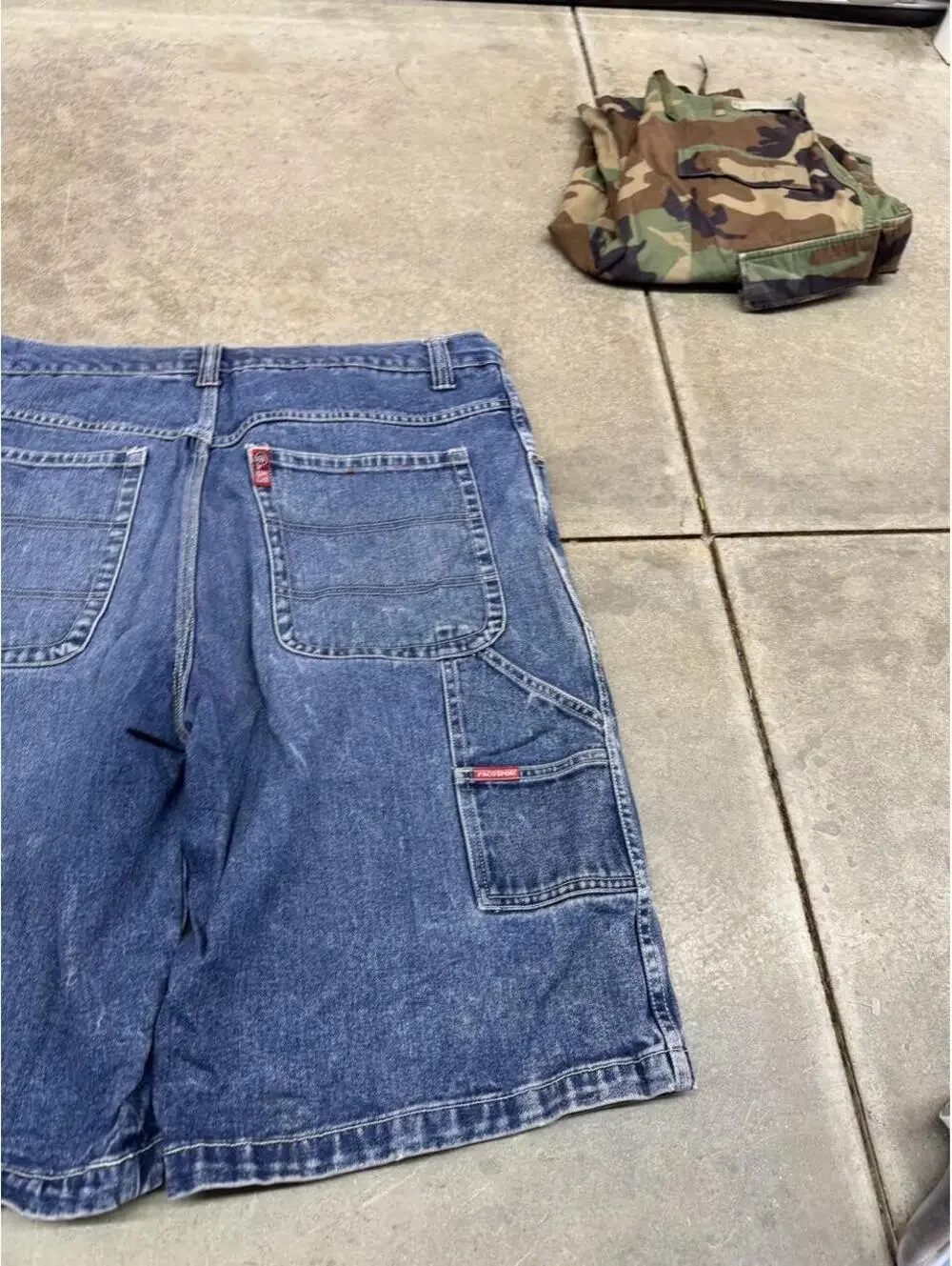 vintage paco sport faded blue relaxed baggy fit carpenter jean shorts jorts 40